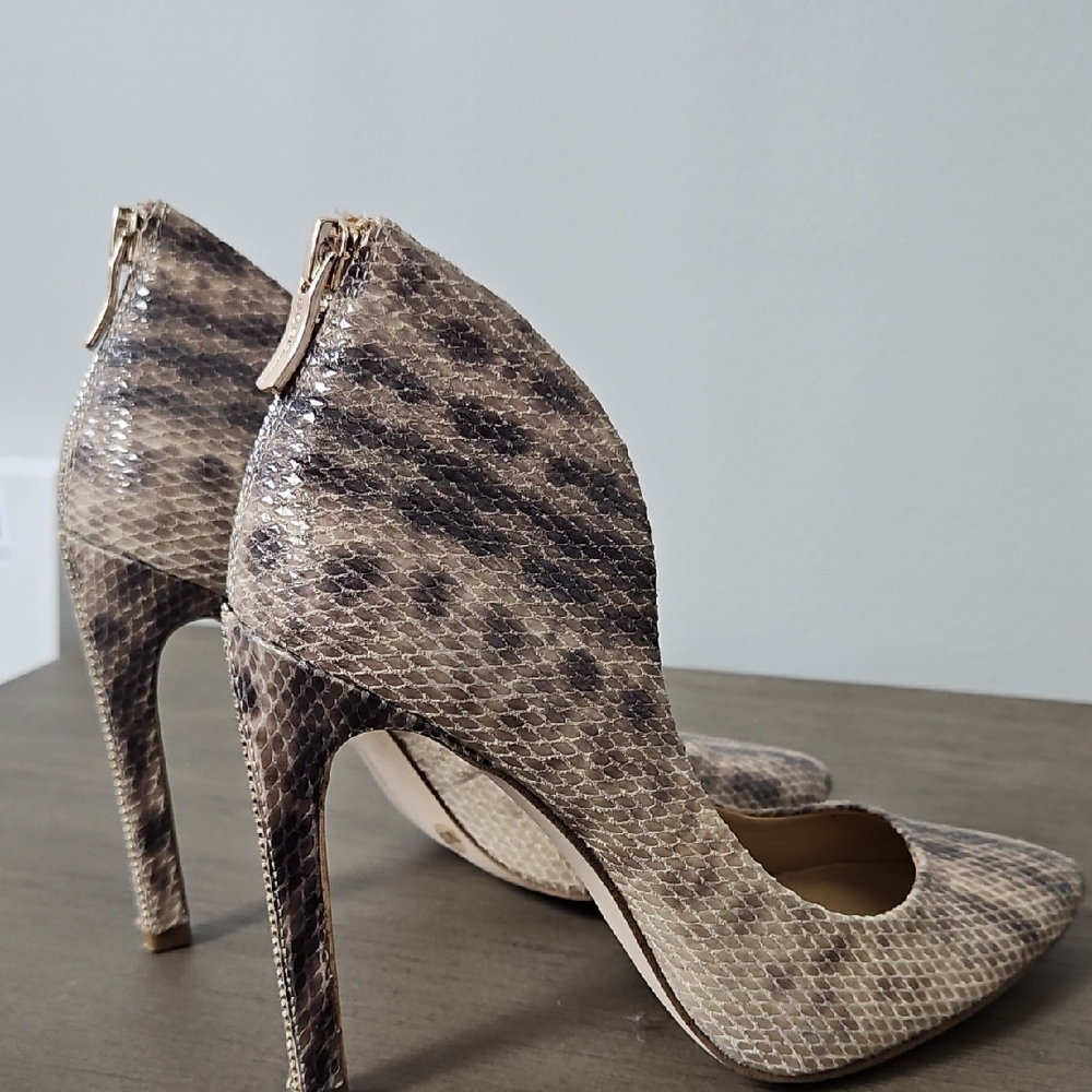 BCBGeneration Snakeskin Heels in Brown and Black